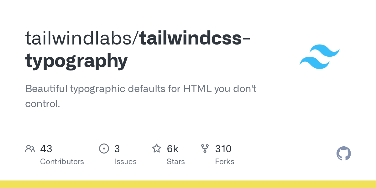 GitHub - tailwindlabs/tailwindcss-typography: Beautiful typographic...