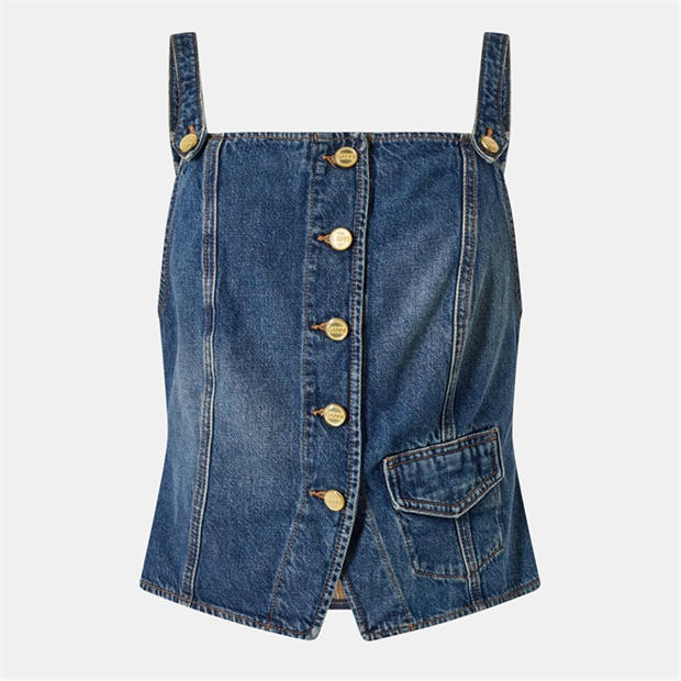 GANNI: GANNI Women's Washed Denim Woven Cami Vest