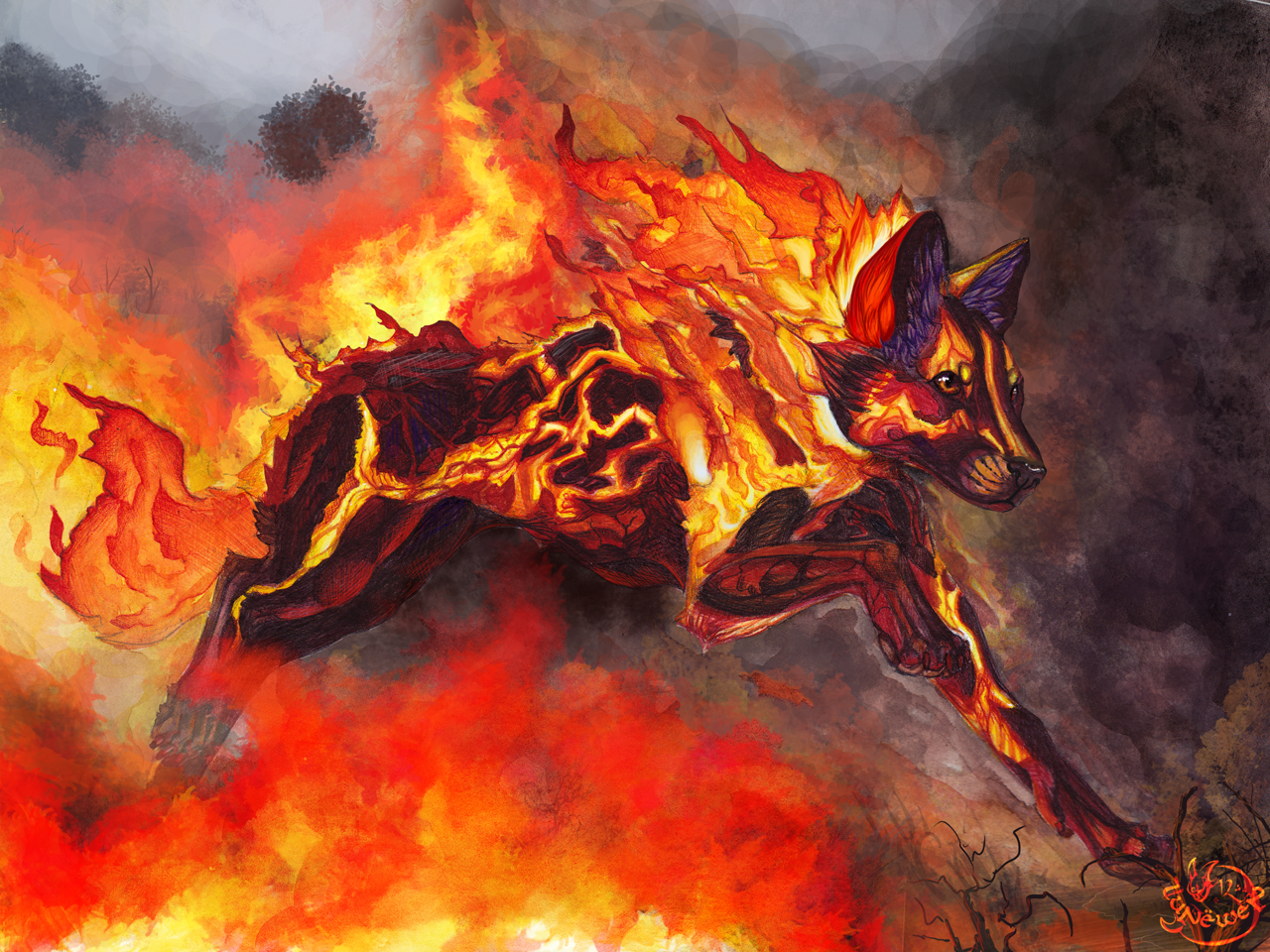 The burning wolf, an Evorte fire spirit