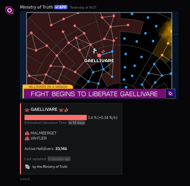 A screenshot of the beginning of the liberation of Gaellivare