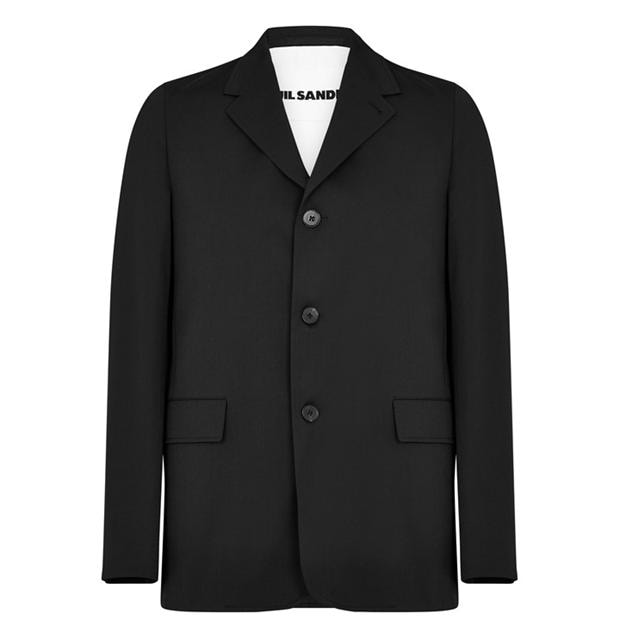 JIL SANDER: JIL SANDER Men's Single Breasted Cotton Long Sleeve Black Blazer