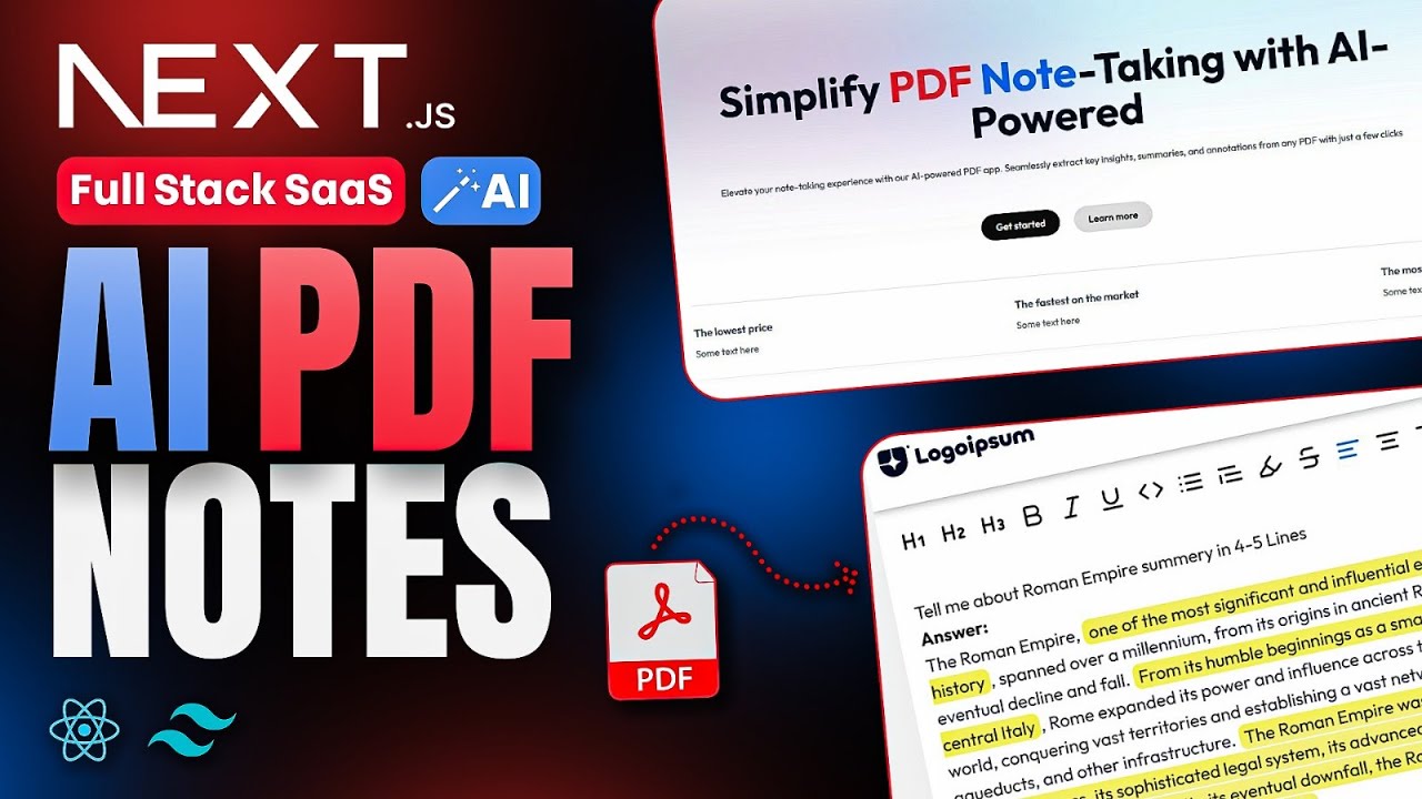 Full Stack NextJs Course : AI Note Taking App Using React, Tailwind...