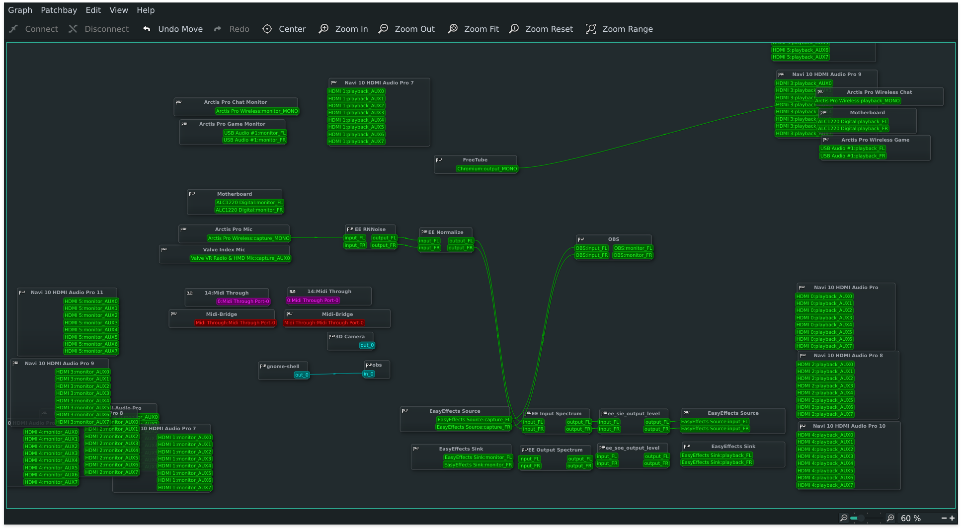 Green is audio cyan is video stardust xr