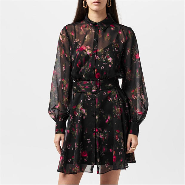 Ted Baker: Ted Baker Women's Collared Printed Button Down Mini Smock Dress