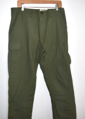 Ginew Men's Size 32 100% Cotton Green Cargo Style Pants Made In Oregon
