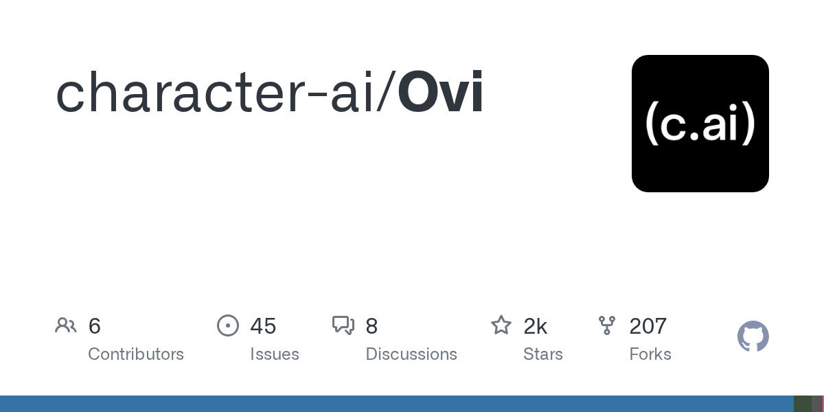 https://github.com/character-ai/Ovi - Software Engineering Courses ...