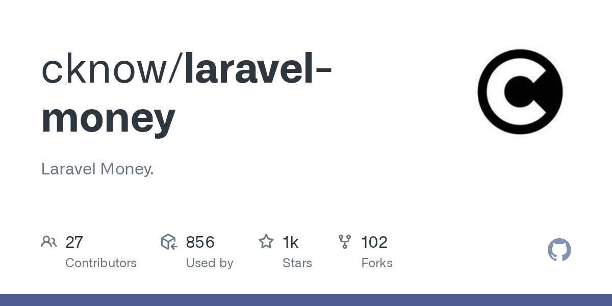GitHub - cknow/laravel-money: Laravel Money.