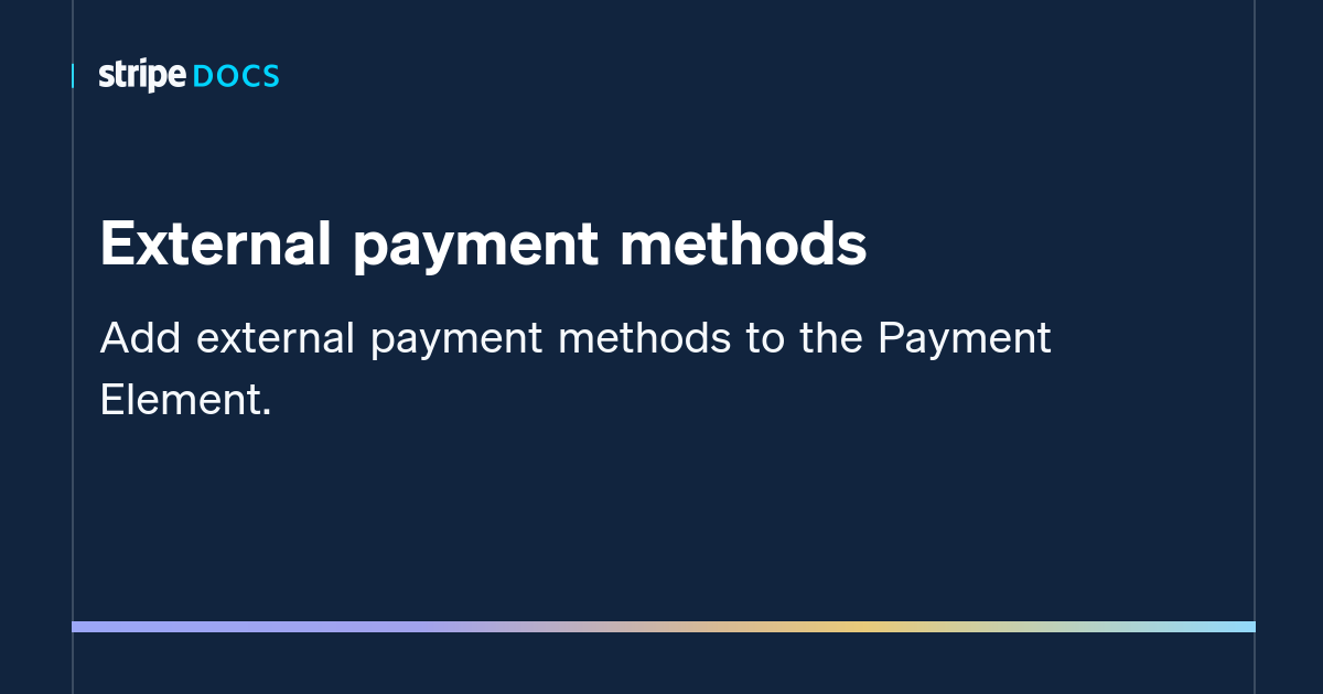 External payment methods
