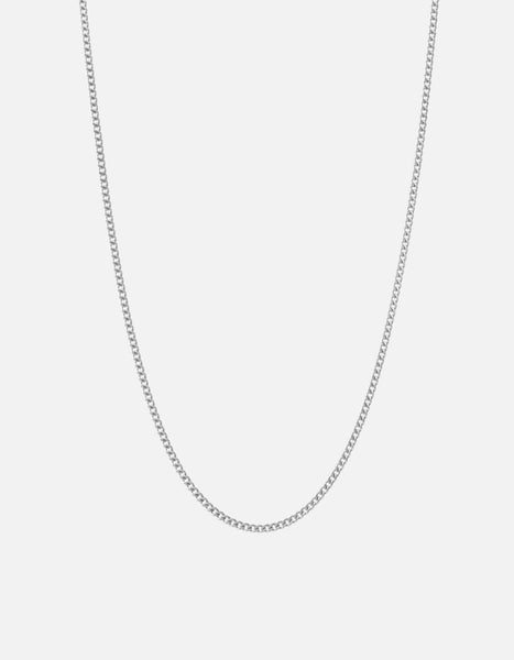 2mm Cuban Chain Necklace, Polished Silver