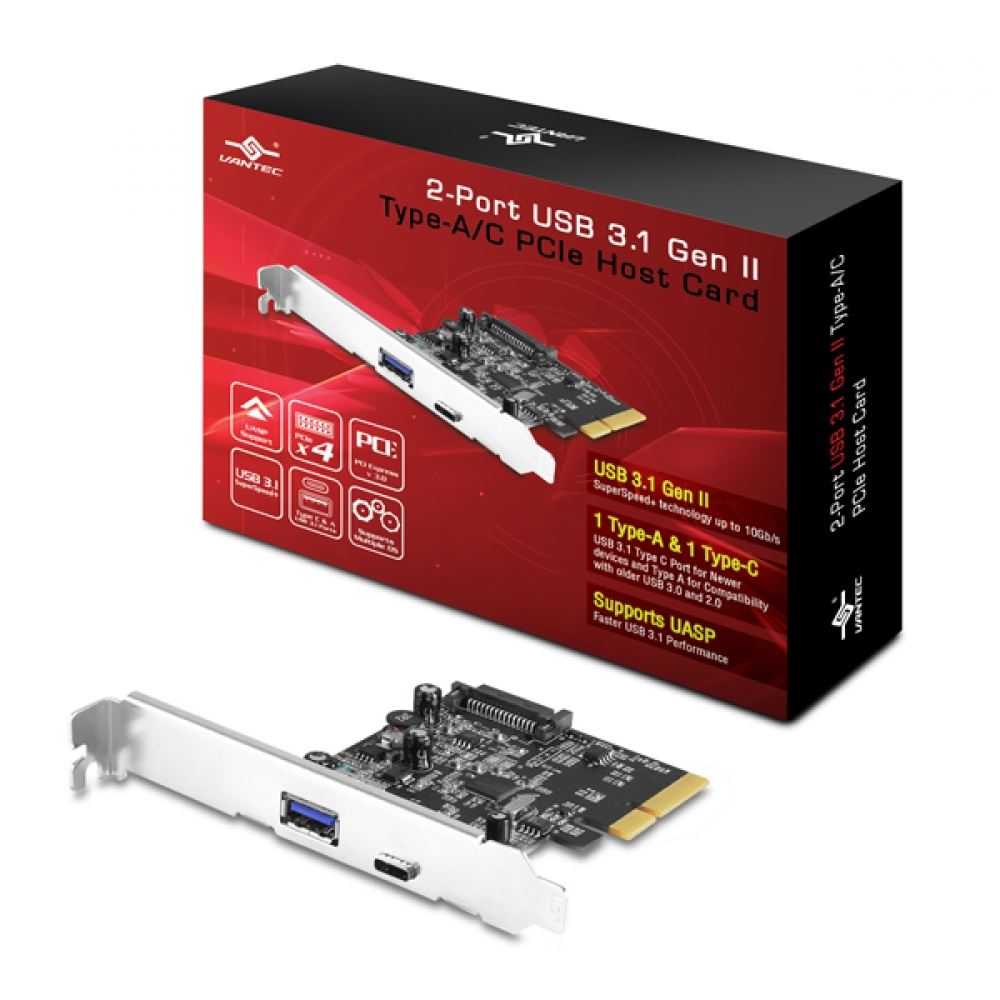 2-Port USB 3.1 PCIe (10Gbps) USB C & USB Type-A