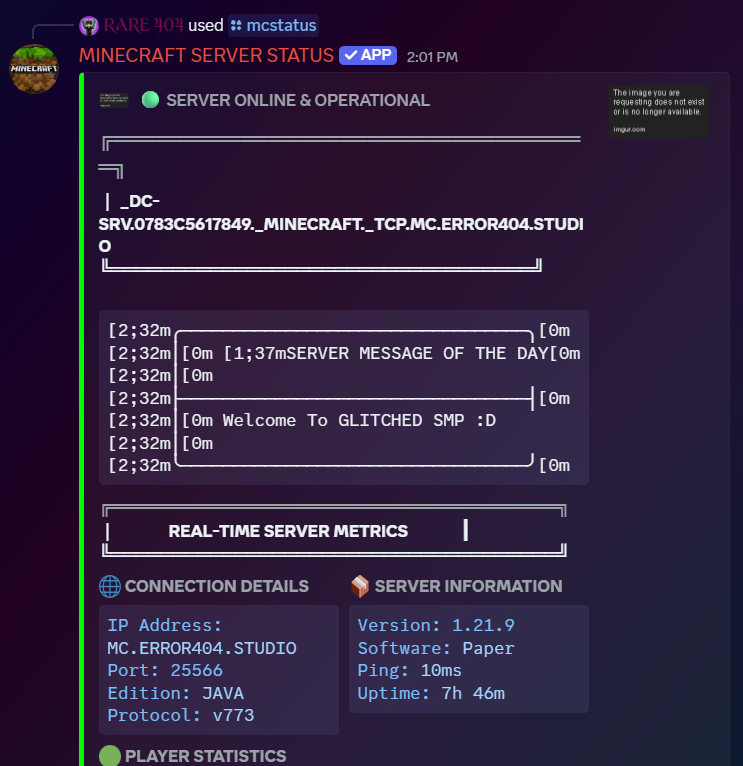 Minecraft Service Status Page MINECRAFT SERVER STATUS | Discord App Directory