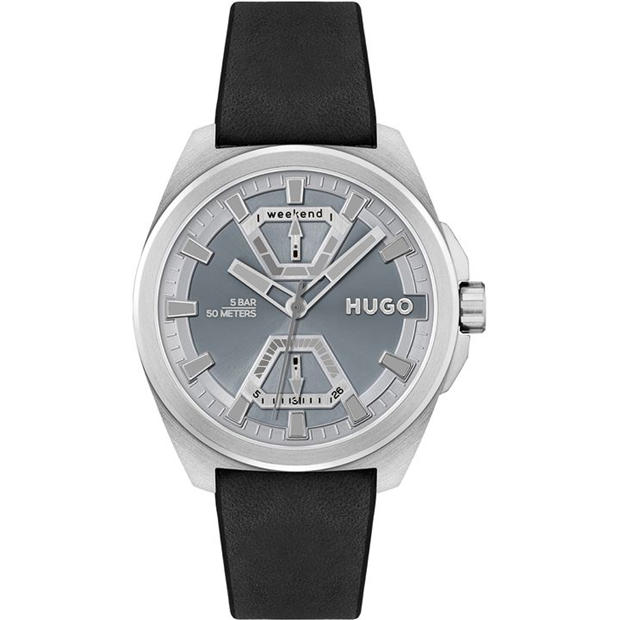 Hugo: Hugo Gents HUGO EXPOSE Black Leather Strap Watch