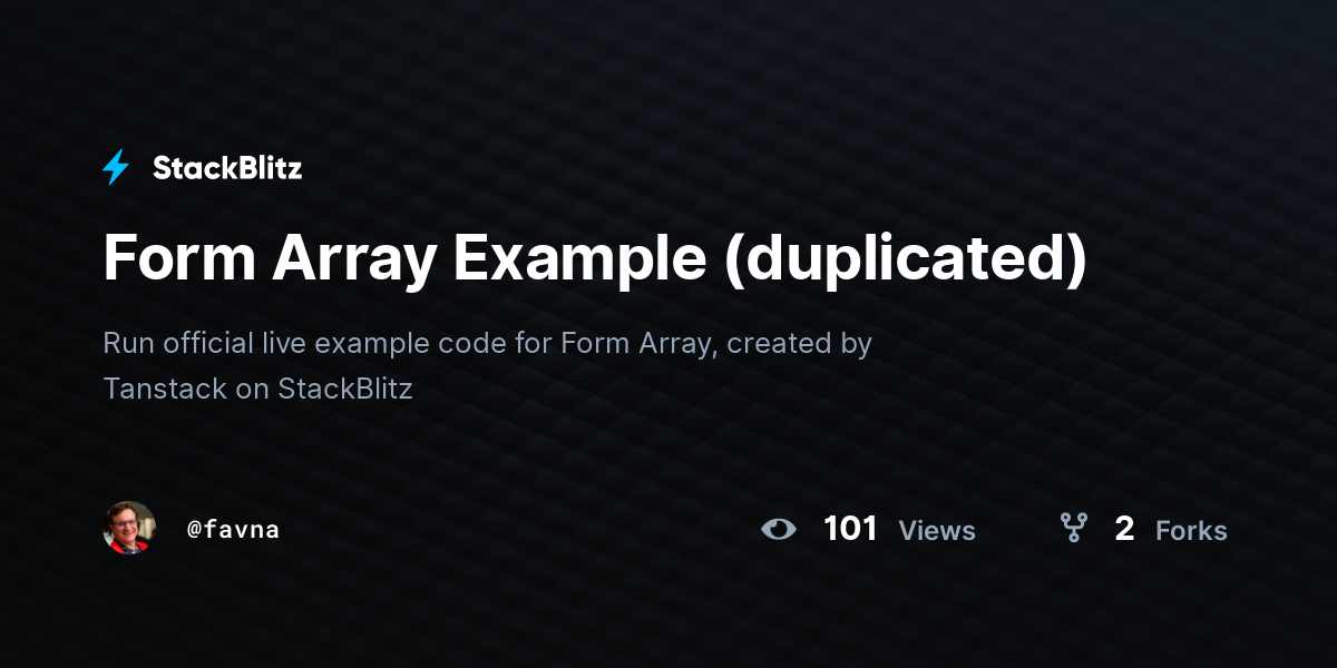 Form Array Example (duplicated) - StackBlitz