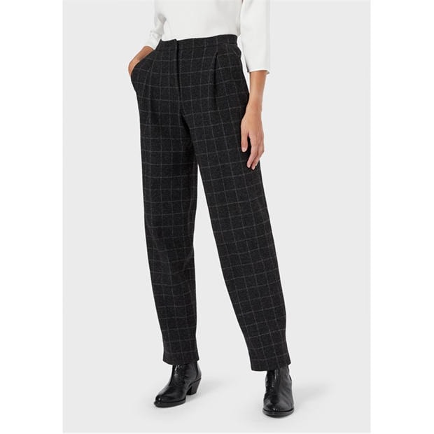 Emporio Armani: Emporio Armani Women's Check Straight Leg Trousers