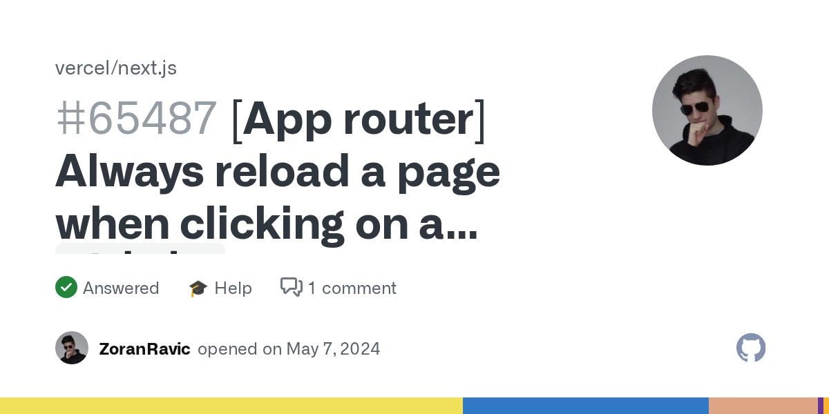 [App router] Always reload a page when clicking on a `` · vercel ne...