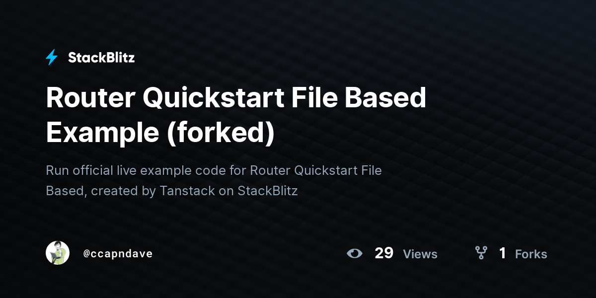 Router Quickstart File Based Example (forked) - StackBlitz