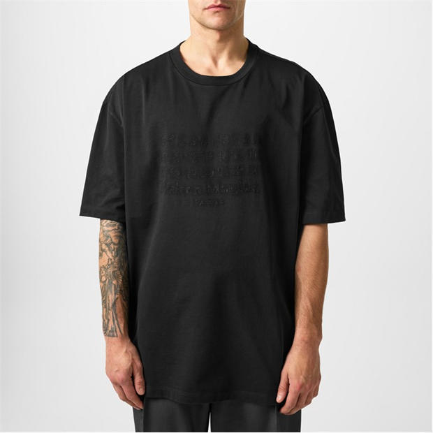 MAISON MARGIELA: MAISON MARGIELA Men's Washed Logo Oversized Fit Oversized T-Shirt
