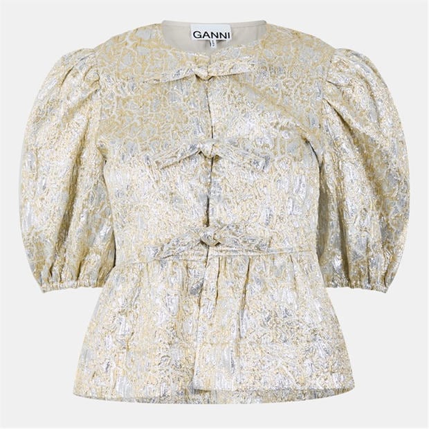 GANNI: GANNI Women's Cloque Short Sleeve Blouse