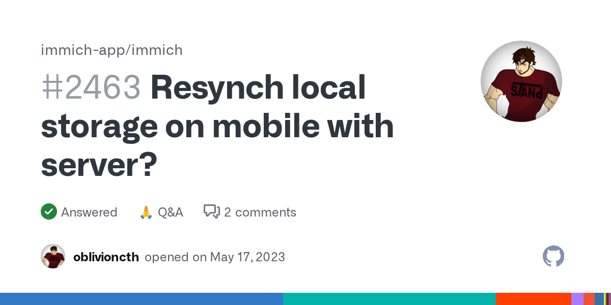 Resynch local storage on mobile with server? · immich-app immich · ...