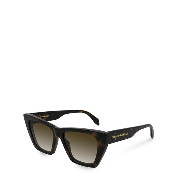 Alexander McQueen: Alexander McQueen Women's Opaque Tortoiseshell Alexander McQueen Cat-Eye Sunglasses
