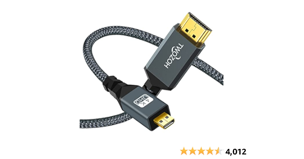 Twozoh Micro HDMI to HDMI Cable 2M, High Speed HDMI D to HDMI A 2.0...