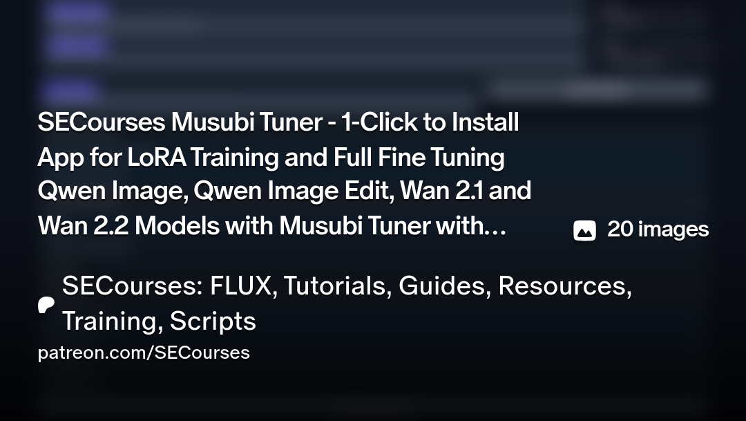 SECourses Musubi Tuner - 1-Click to Install App for LoRA Training a...