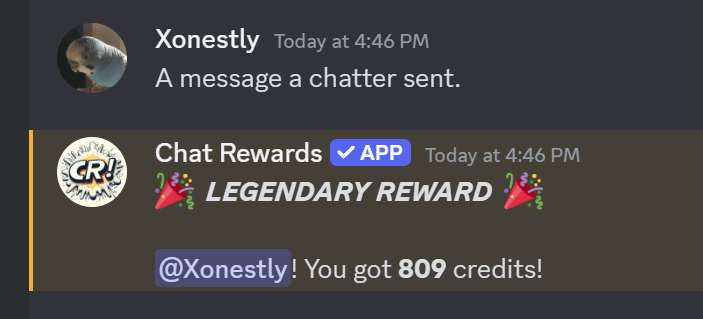 Rewarding Chat Message