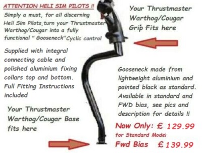 THRUSTMASTER WARTHOG ALUMINIUM GOOSENECK EXTENSIONS FOR HELI FLIGHT...