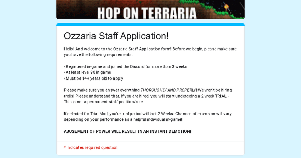 Ozzaria Staff Application!