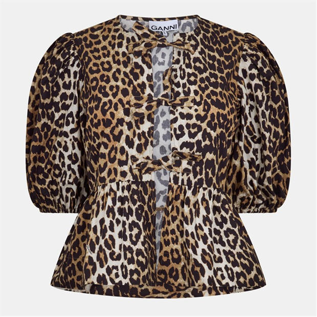 GANNI: GANNI Women's Peplum Short Sleeve Blouse