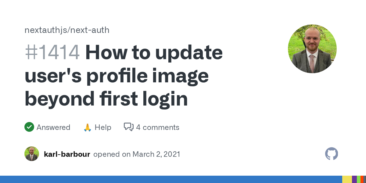 How to update user's profile image beyond first login · nextauthjs/...