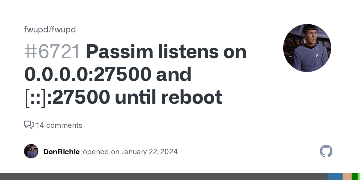 Passim listens on 0.0.0.0:27500 and [::]:27500 until reboot · Issue...