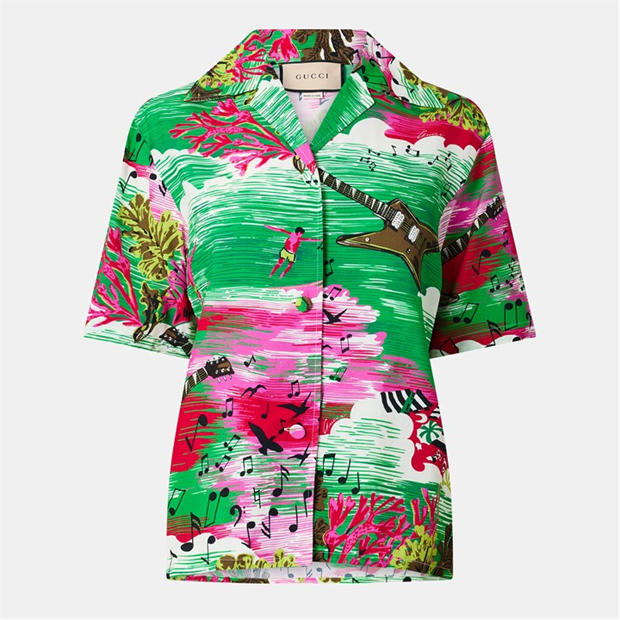 GUCCI: GUCCI Women's Short Sleeve Patterned Shirt