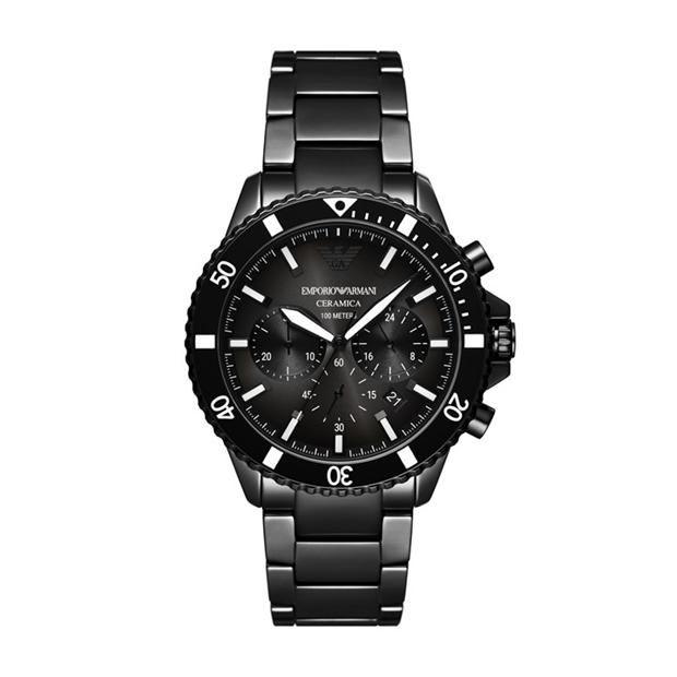 Emporio Armani: Emporio Armani Men's Chronograph Black Ceramic Watch AR70010