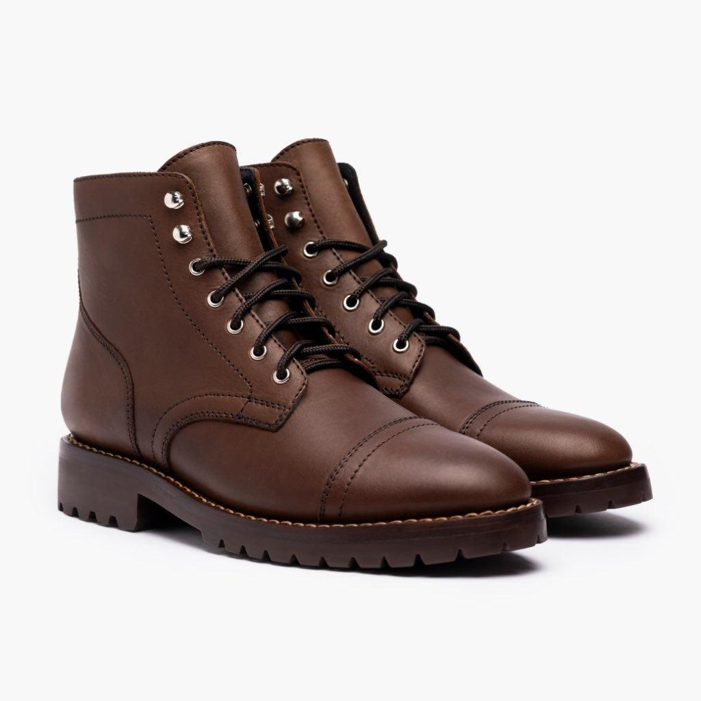 Men's Lug Sole Captain Lace-Up Boot In Whiskey Brown - Thursday