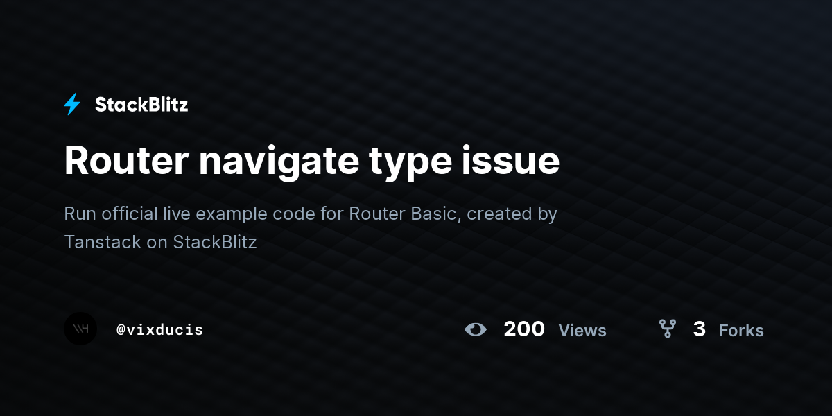 Router navigate type issue - StackBlitz