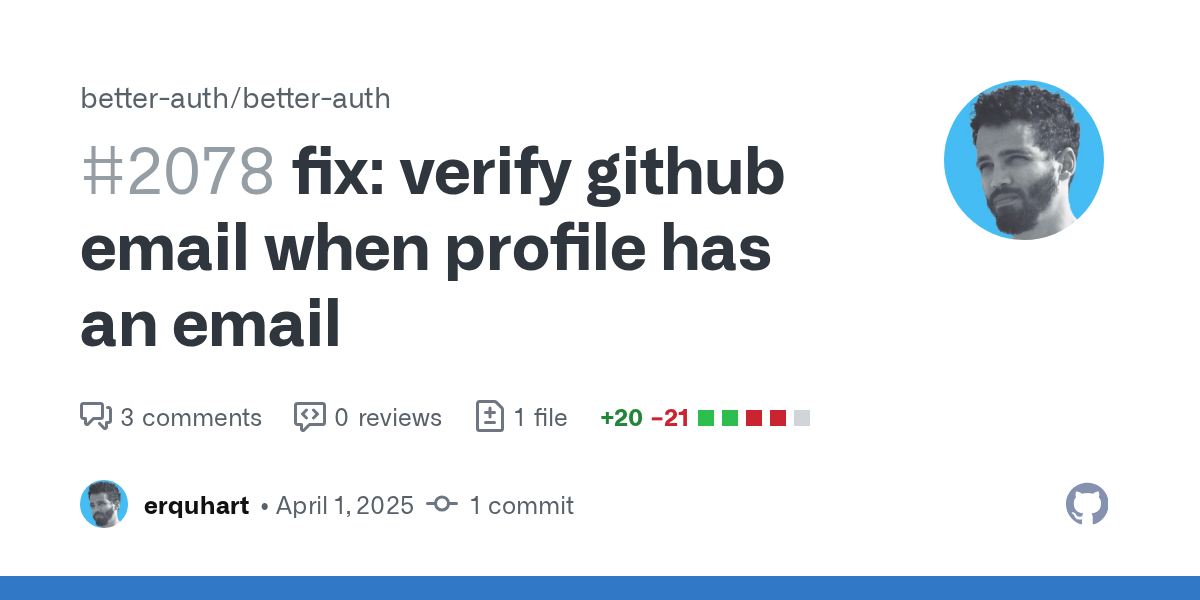 fix: verify github email when profile has an email by erquhart · P...