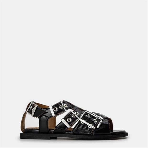 GANNI: GANNI Women's Leather Strap Flat Sandals