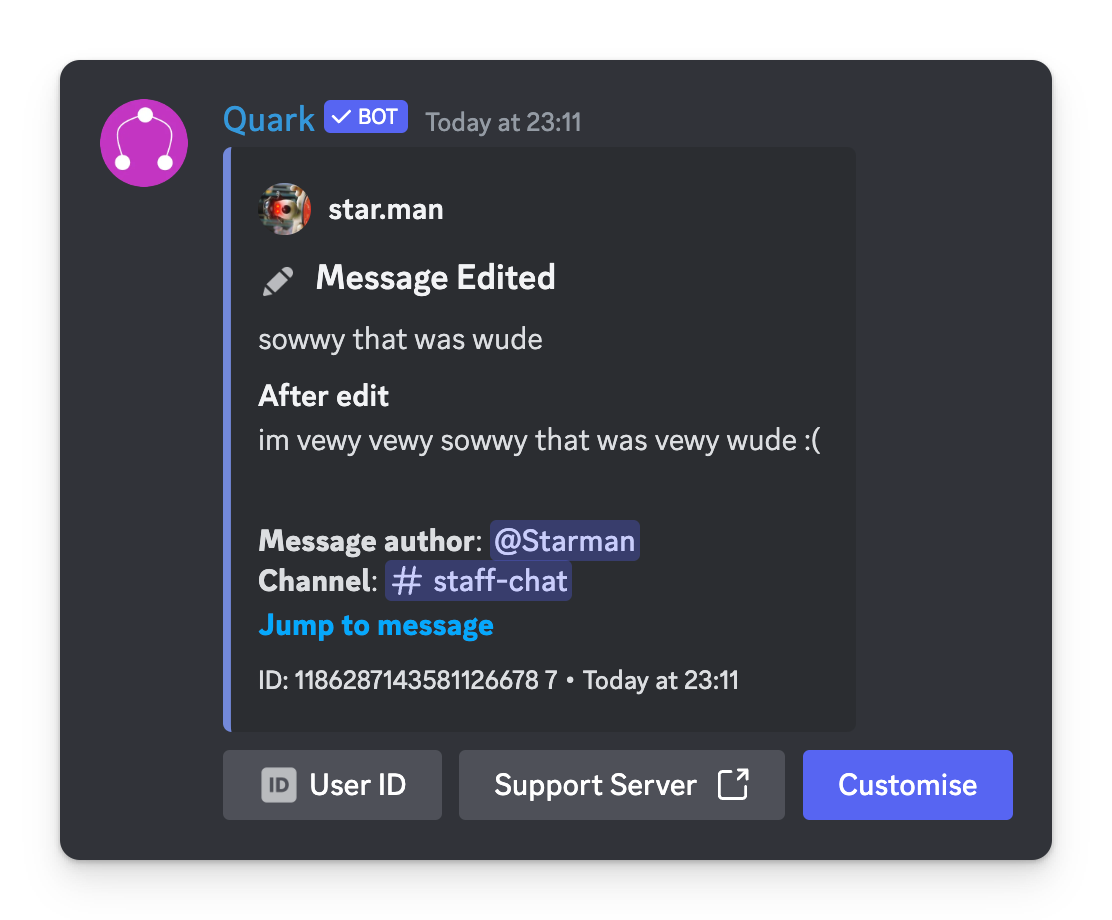 Message edit logger