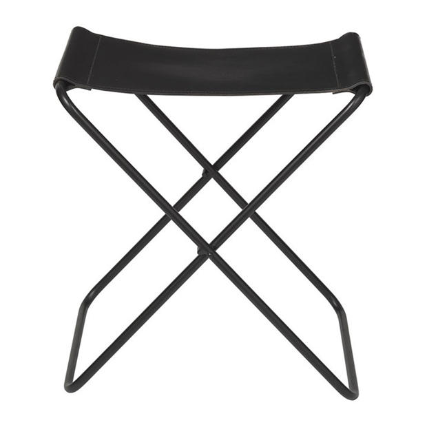 Broste Copenhagen: Broste Copenhagen BrosteCopenhagen Nola Stool - Leather/Iron - Black