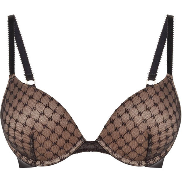 Wolford: Wolford Sheer Logo Push-Up Demi Bra