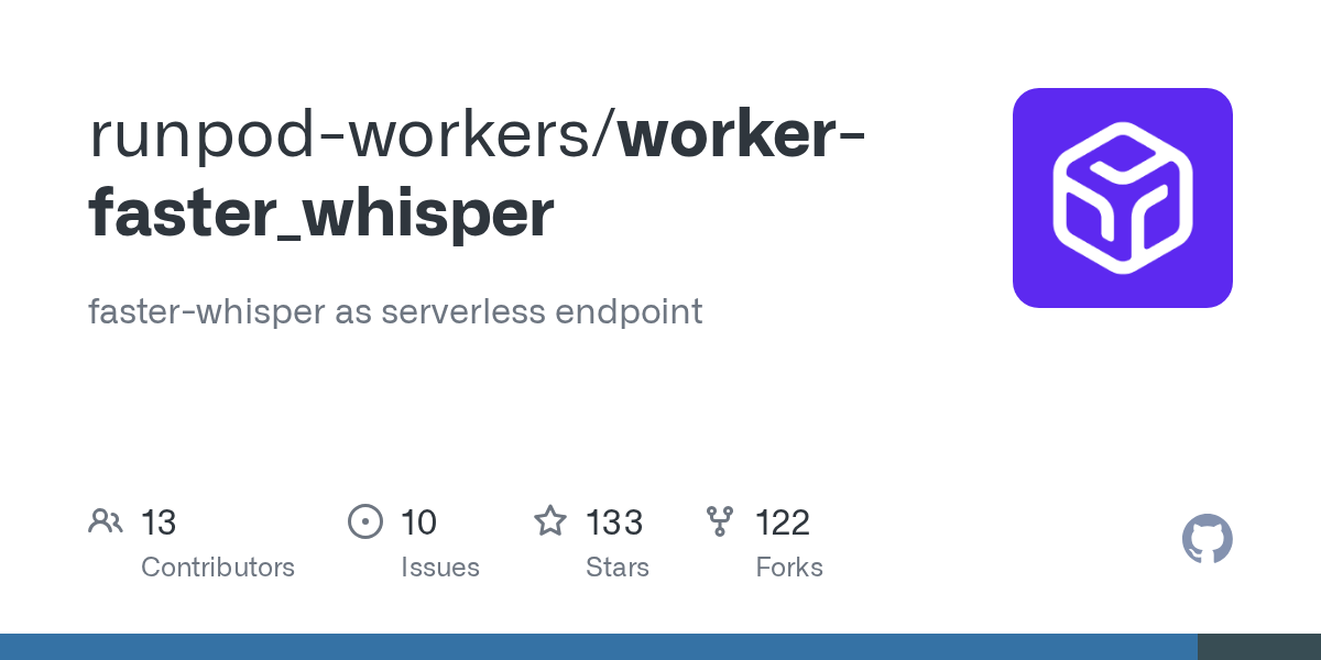 GitHub - runpod-workers/worker-faster_whisper: 🎧 | RunPod worker of...