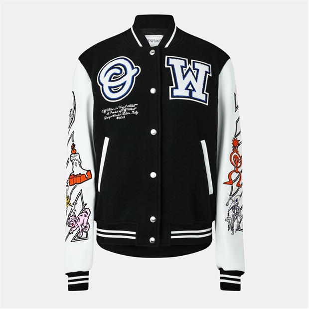 OFF WHITE: OFF WHITE Women's Patch Varsity Jacket