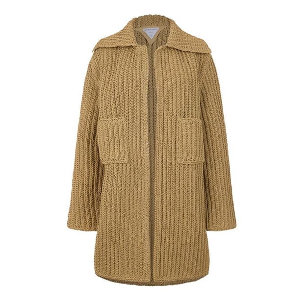 BOTTEGA VENETA: BOTTEGA VENETA Women's Hand-Knitted Leather Long Sleeve Leather Jacket