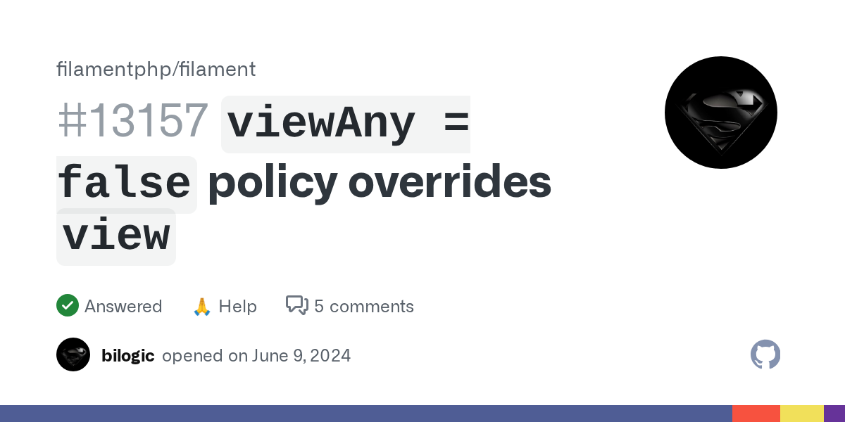 `viewAny = false` policy overrides `view` · filamentphp filament ...