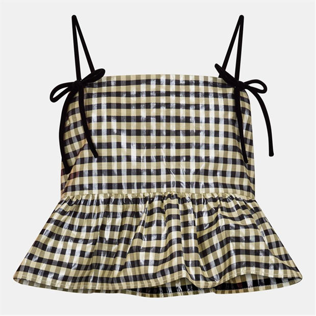 GANNI: GANNI Women's Shiny Check Woven Cami Vest