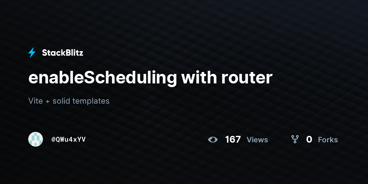 enableScheduling with router - StackBlitz