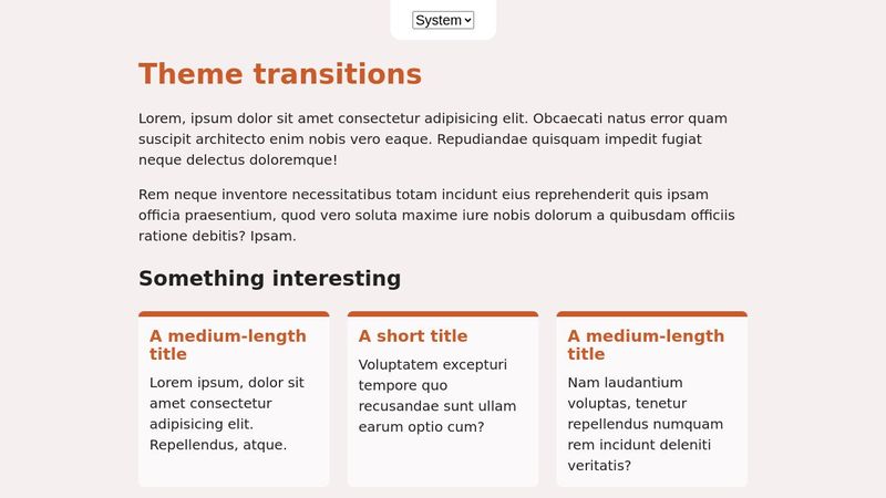 Color theming with view transitions