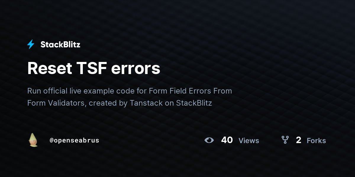Reset TSF errors - StackBlitz