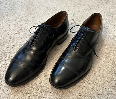 Allen Edmonds Park Avenue Size 12B Black Leather Cap Toe Lace Up Shoes